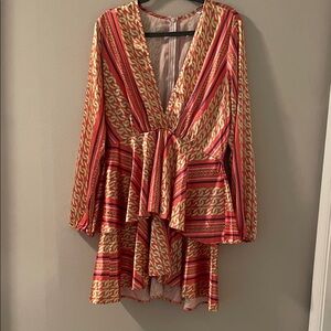 Orange and Gold Chainlink Patterned Dress